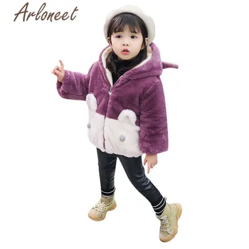 

ARLONEET coats baby girls warm winter thick coat cotton cloak cartoon bunny hooded outerwear pocket baby coat girls outerwear