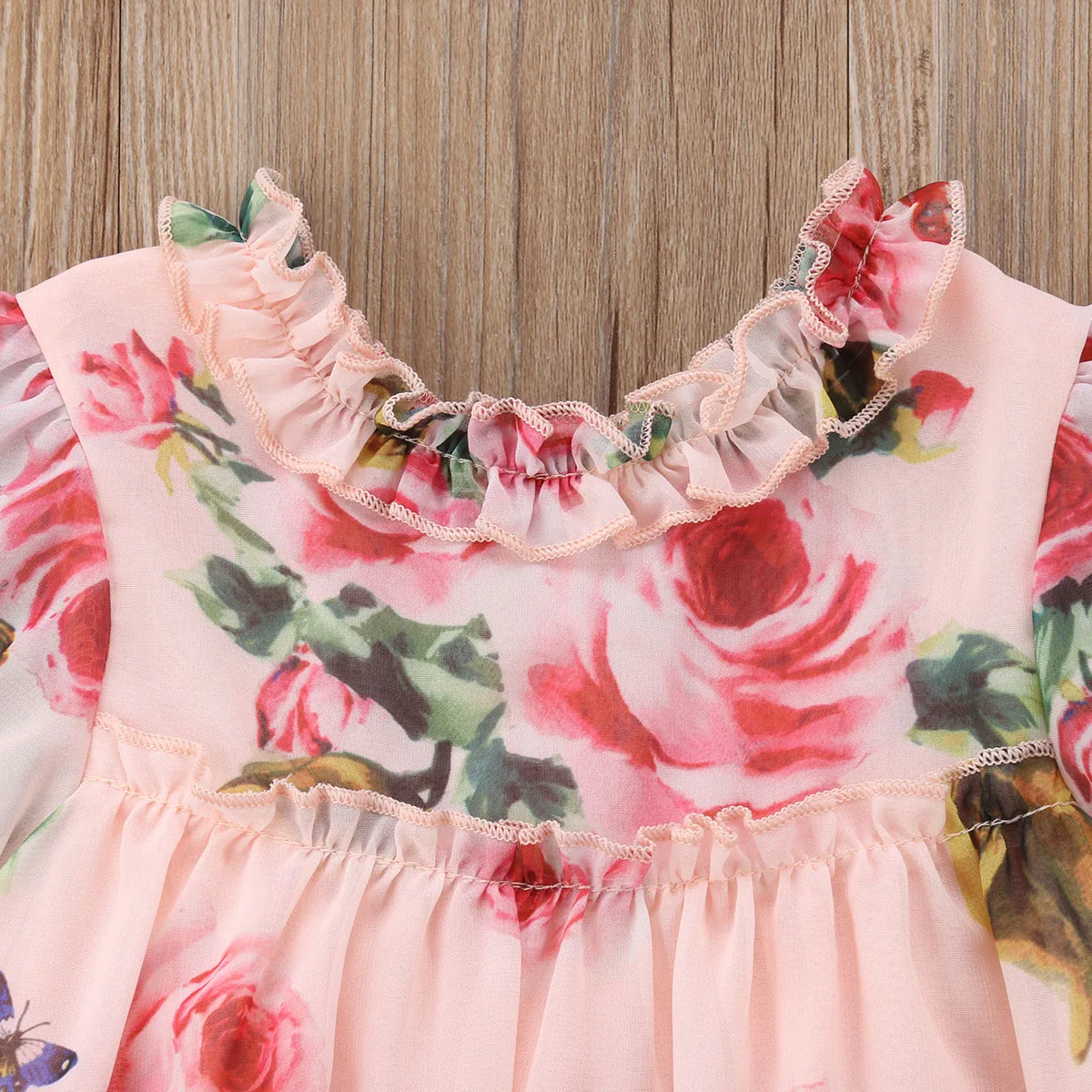 New Princess Girl Floral Tulle Dress Kid Baby Girl Flower Puff Sleeve Princess Wedding Party Pageant Chidlren Tulle Sundress 6