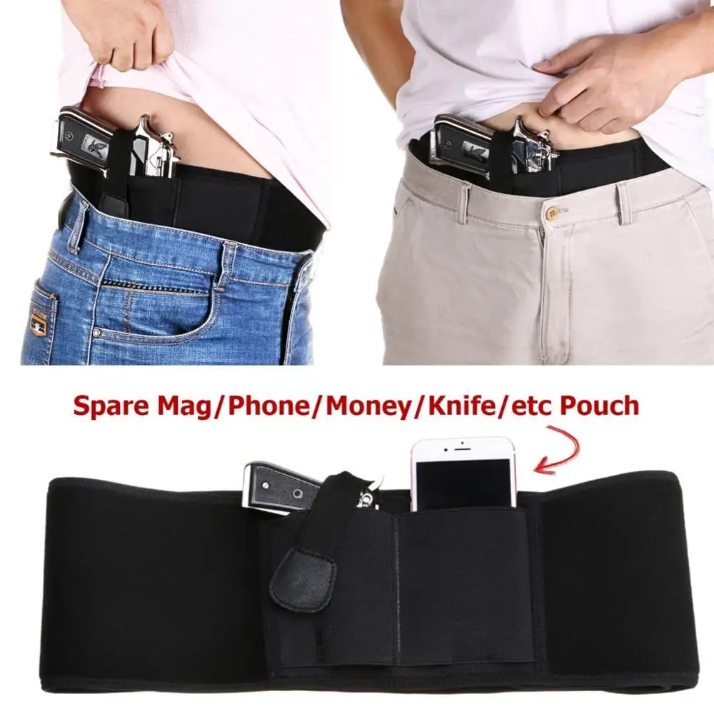 Airsoft Concealed Carry Tactical Belly Band Gun Holster Hunting Waist Belt Girdle Handgun Bag Revolver Case Pistol Mag Pouch | Спорт и