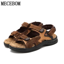 Летние мужские сандалии из кожи Sell Well/летние туфли на плоской подошве; дышащие Для мужчин повседневная обувь на липучке, пляжные шлепанцы Мужская обувь Sandalias