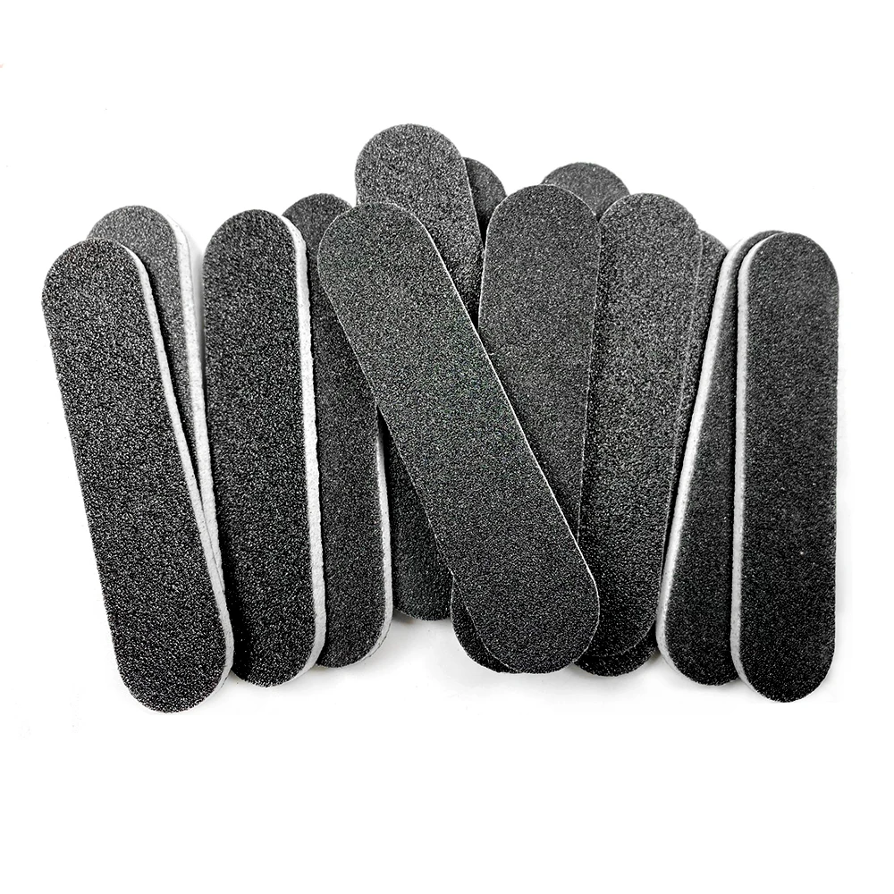 50pcs Mini Small Nail File Set Black Straight Shape Sanding Shaping
