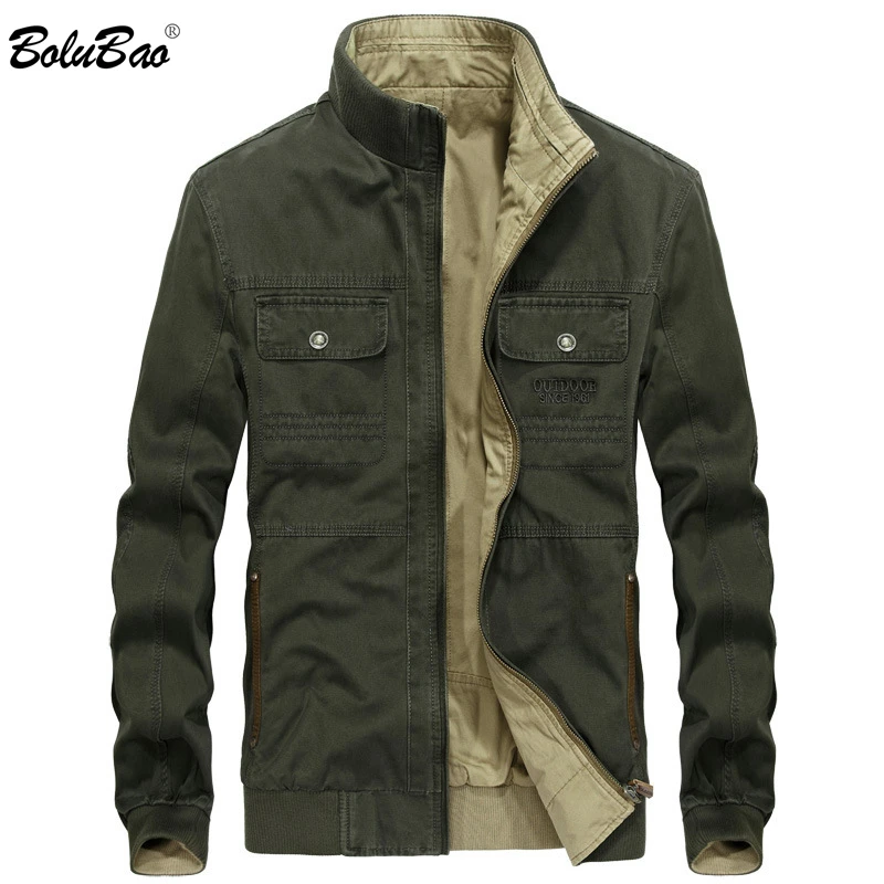 

BOLUBAO Men's Solid Color Bomber Coat Male Jacket High Quality Multi Pocket Decoration Autumn Men Jackets