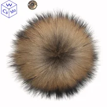 DIY 12 13 см помпоны из меха енота для зимних вязаных шапок натуральный мех помпон для детей детская шапка шапки