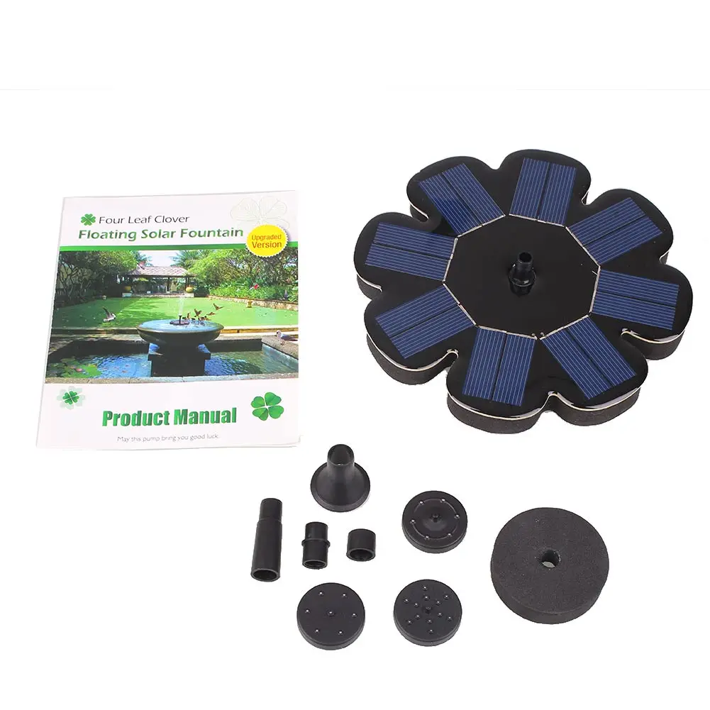 

Outdoor Clover Solar Power Fountain Garden Water Pump Lotus Leaf Shape