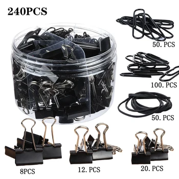 

240pcs/set Paper Study Practical With Rubber Bands DIY Easy Install Portable Binder Clips Binding Supplies Home Office School