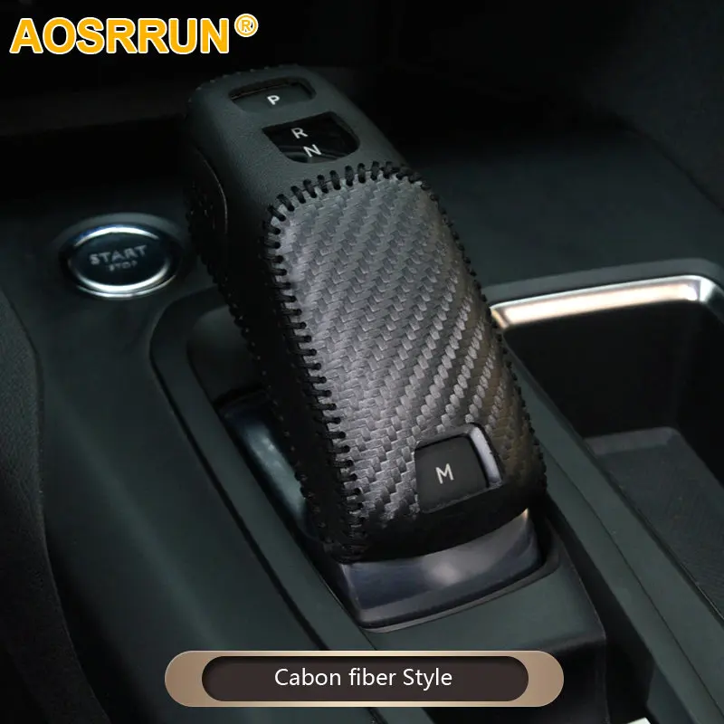 Carbon Fiber Style Для peugeot 4008 3008 5008 508 автомобильные аксессуары углеродное волокно стиль кожаный рычаг переключения передач крышка - Название цвета: Carbon Fiber Style
