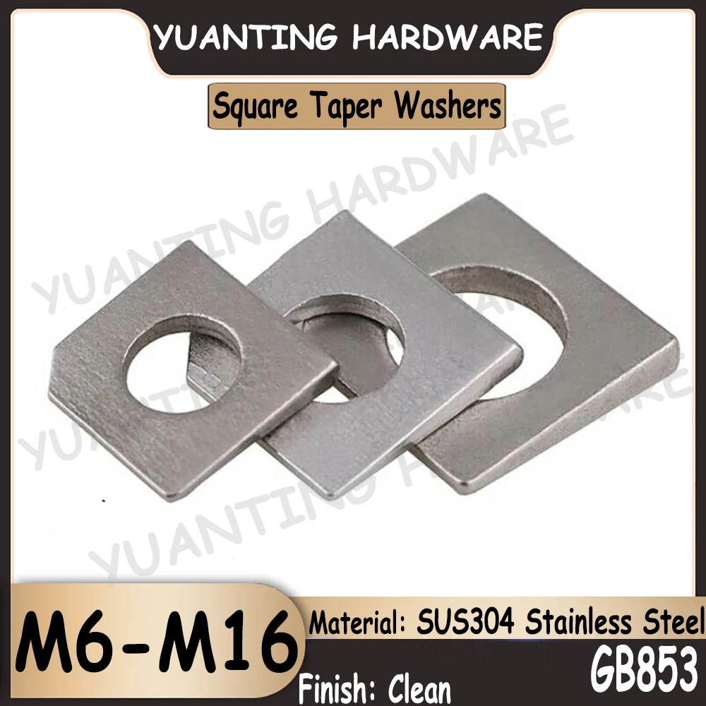 

1Piece-5Pcs GB853 SUS304 Stainless Steel Square Taper Washers For Slot Section M6 M8 M10 M12 M14 M16