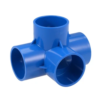 

uxcell 4 Way 50mm Tee PVC Fitting Elbow - PVC Furniture Elbow Fittings Blue