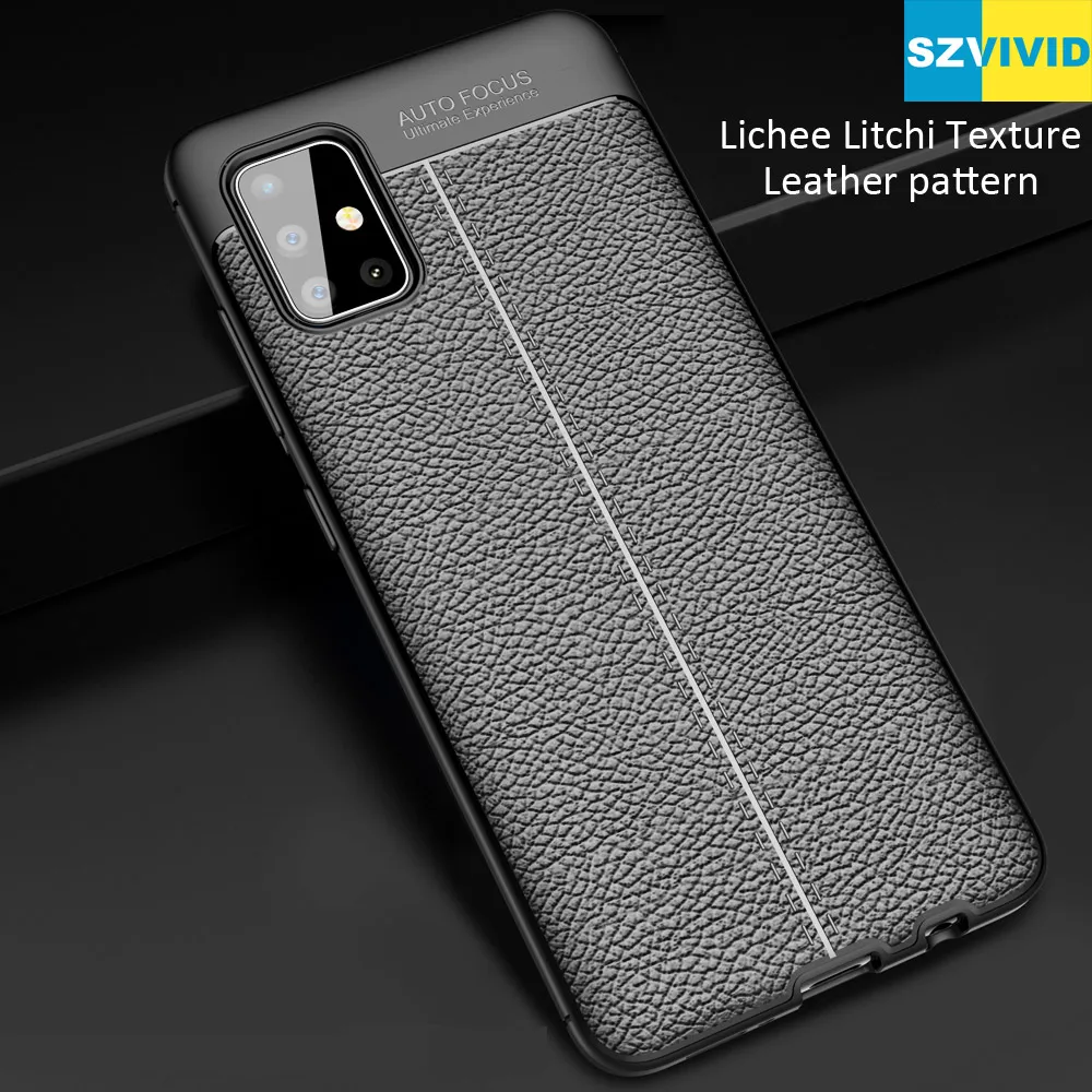 Кожаный чехол с текстурой личи для samsung Galaxy A51 A71 A81 A91 матовый, мягкий, из ТПУ силиконовый чехол