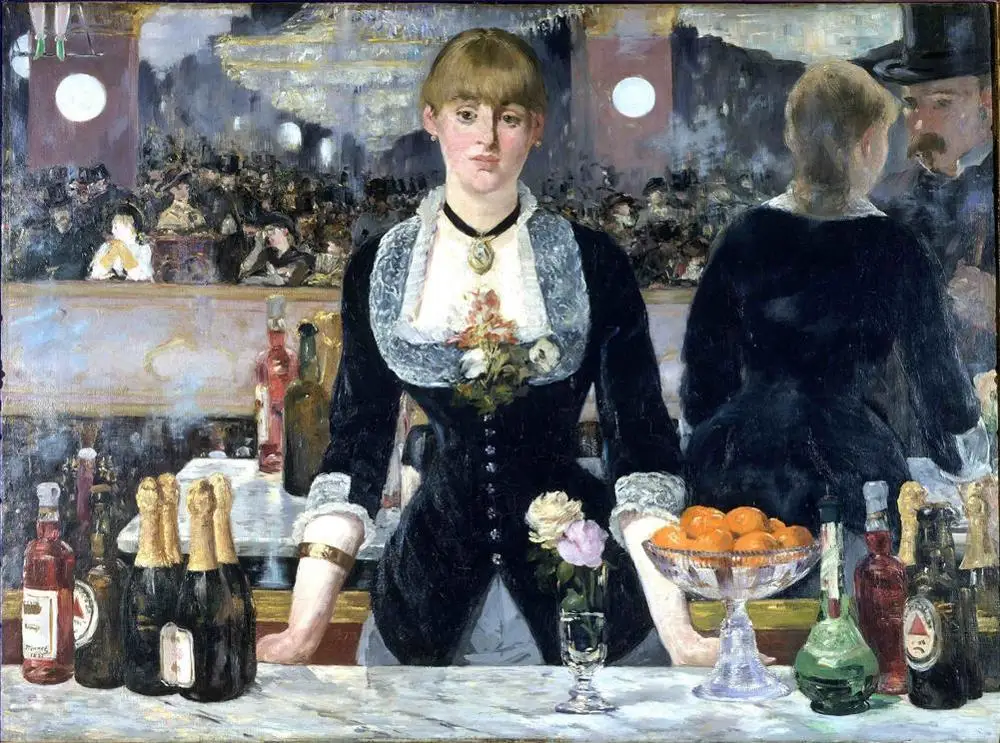 4 картины ручной работы учителями колледжа-бар у Folies Bergere girl Édouard Manet-картина