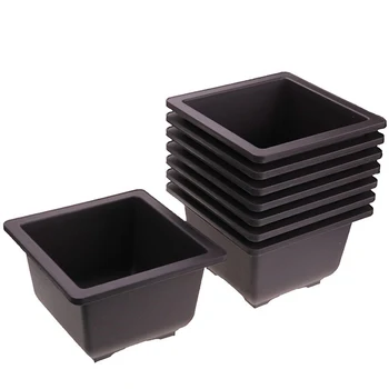

8PCS Packed Garden Flower Pot Balcony Square Bonsai Planter Nursery Pot Plastic Succulent Flower Pot Indoor Flower Pot
