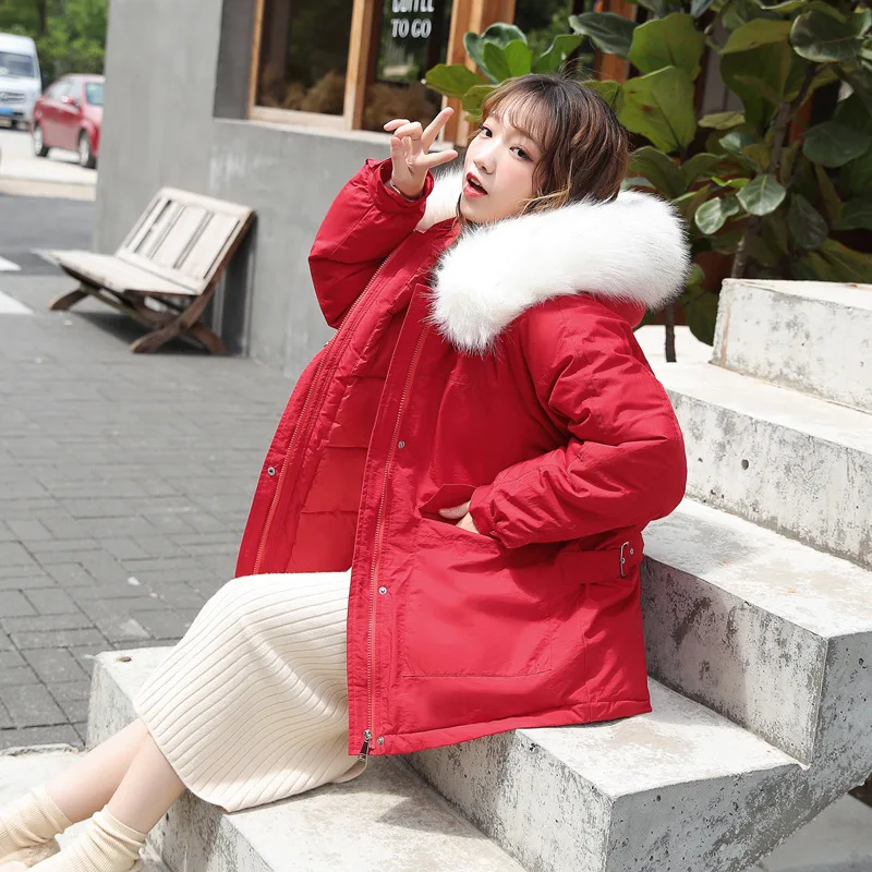 Женские парки из искусственного меха, новинка, зимняя куртка для женщин, теплая плотная зимняя одежда, зимнее пальто, женская одежда, женские куртки, парки CC52 - Цвет: red