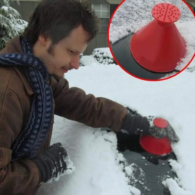 

Auto Cars Magic Window Windshield Cars Ice Scraper Shaped Funnel Snow Remover Deicer Cone Deicing Tool Scraping ONE Round 7