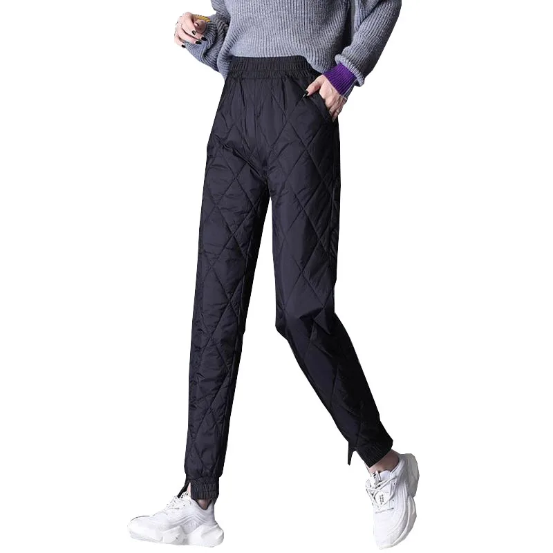

Outer Wear Fashionable Plus Size Women 2023 New Winter Warmth Harlan Down Cotton Pants Thickened High Waist Slim Trousers OK993