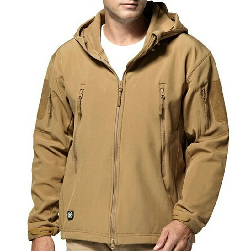 Водонепроницаемая зимняя мужская уличная куртка с длинным рукавом, Мужская однотонная мягкая куртка на молнии с капюшоном, повседневное пальто, мужские куртки