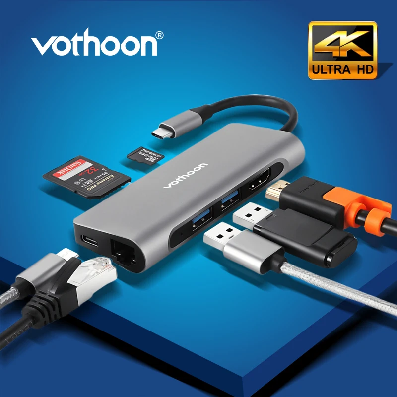 USB разветвитель Vothoon с портом Type C и 3 0|Док-станции| |