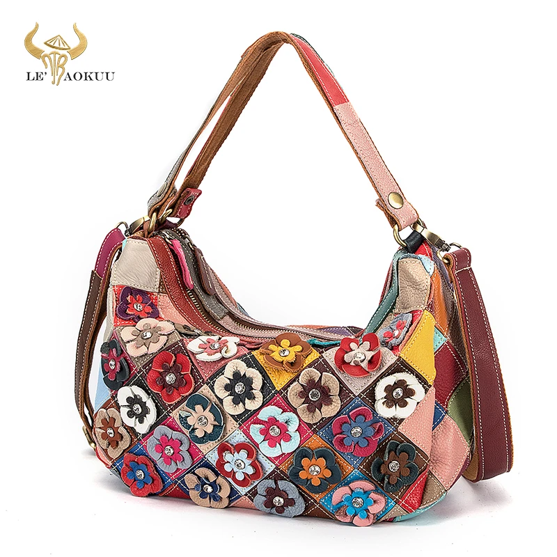 Bolso de mano de cuero multicolor para mujer, bolsa de hombro de diseñador, de lujo, 293|Bolsos de doble asa| - AliExpress