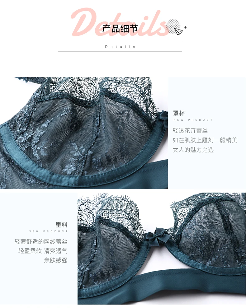 Autumn and Winter Ultra-thin Fully Transparent Sexy Lace Bra Lady Perspective Underwear Black Thin Bra