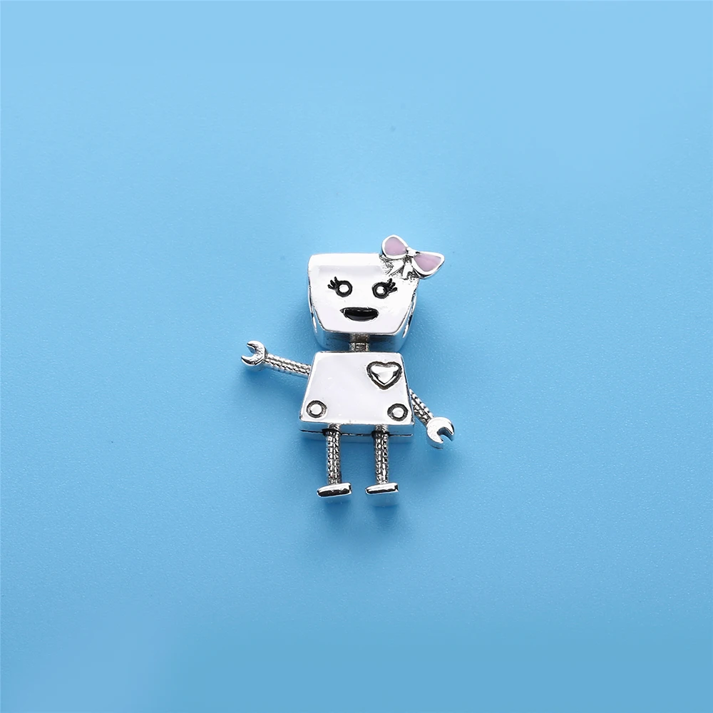 Moonmory подлинные фотообои серебряные подвески Bella Bot с розовой эмалью фирменные