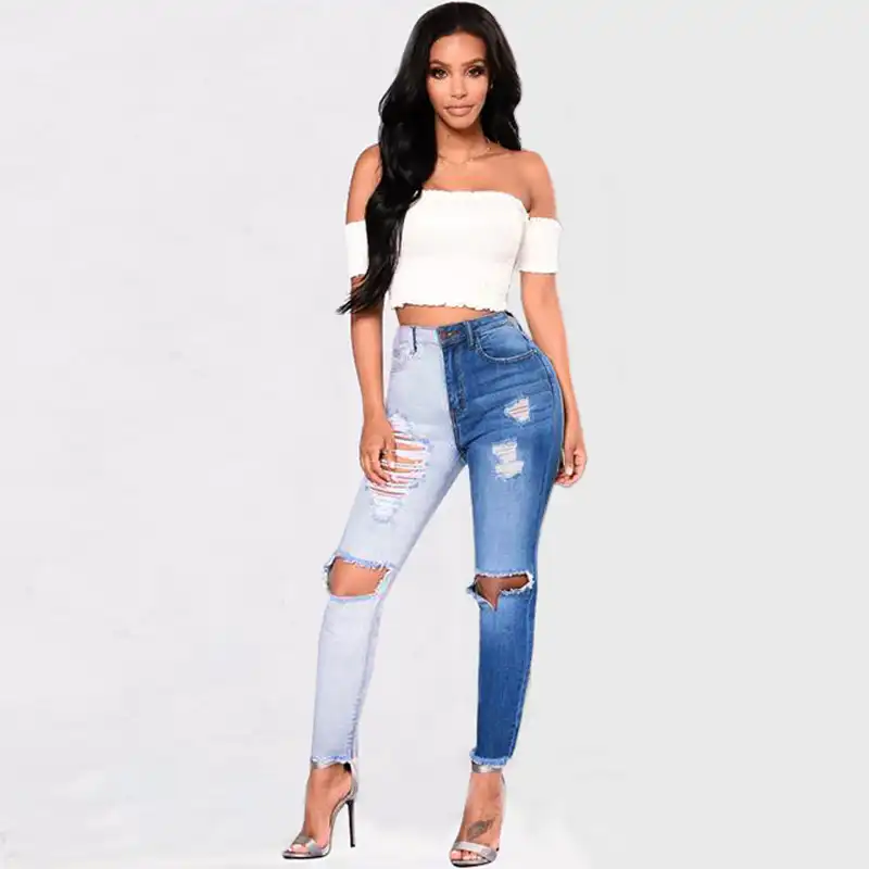 plus size two tone jeans