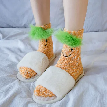 

Harajuku Socks Women Girl Bed Floor Casual Socks Coral Fleece 3d Animal Sleeping Kerean Style Socks Home Calcetines Mujer