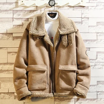 

Mens Winter Parkas Jckets Mens Casual Loose Large Size Lambswool Jackets And Jackets High End Thick Warm Cashmere Coats 5XL