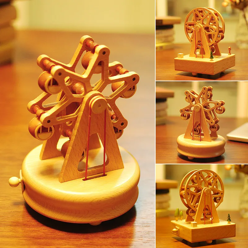 Carillon Fatto A Mano Carousel Ferris Wheel Carillon In Legno 2021 Capodanno Vacanze Di Natale Regalo Di Compleanno Macchina Da Scrivere