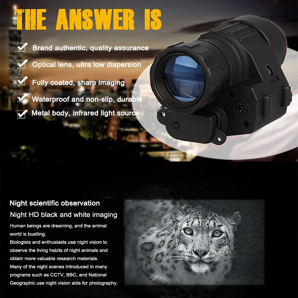 

New Design PVS-14 Digital Infrared HD Night Vision Telescope IR Monoculars Helmet Tactical Scope Shooting for Outdoor Hunting