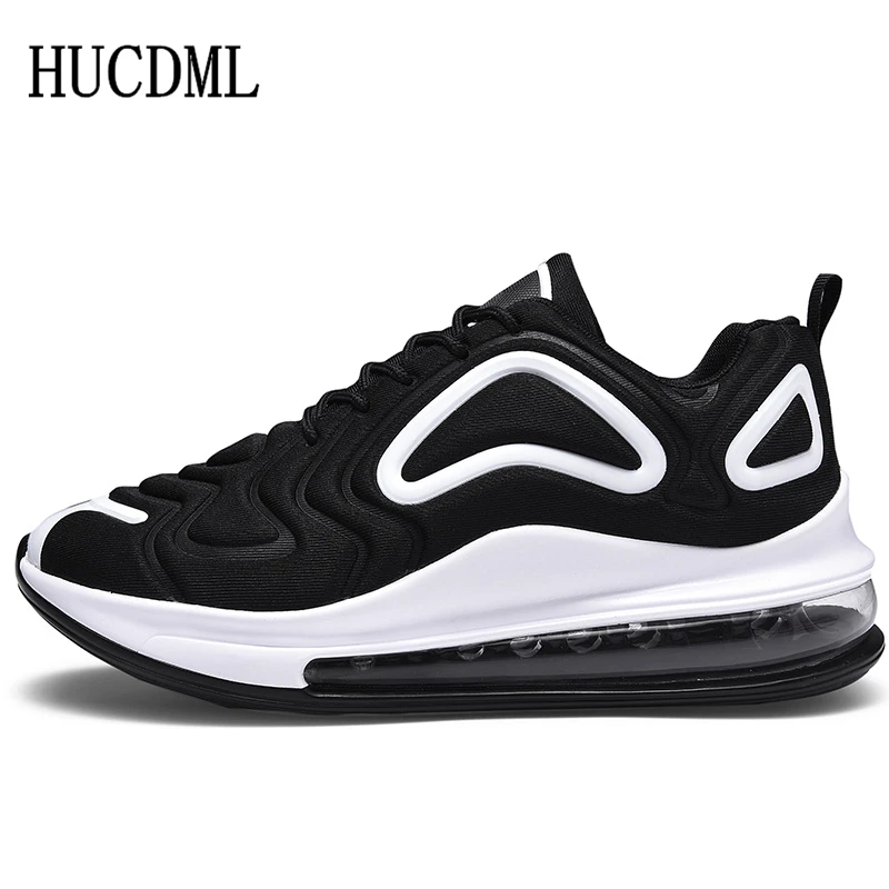 Black White HUCDML/; классическая мужская обувь; дышащая удобная повседневная мужская обувь на шнуровке; кроссовки с воздушной подушкой; большие размеры 39-47 - Цвет: Black White
