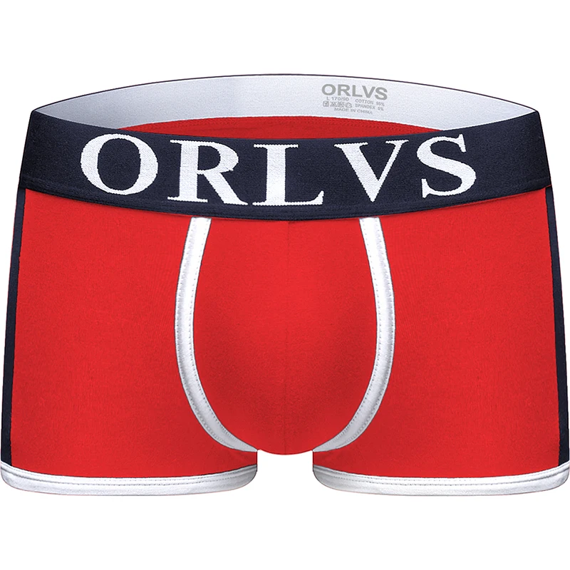 ORLVS Brand boxer men underwear gay boxer shorts ropa interior hombre cueca tanga calzoncillo hombre boxer para hombre mesh - Цвет: OR101-red