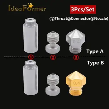 

1 Set MK10 All Metal Hot End Converter Kit 0.4mm M7 Nozzle Thermal Barrier Connector Throat Tube For 3D Printer 1.75mm filament.