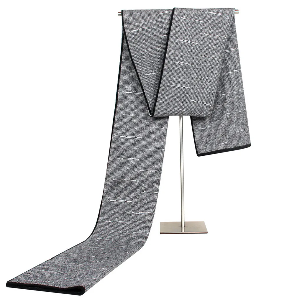Neck Scarf inter Designer Scarf Men Striped Autumn Winter Jacquards Knit Scarf Middle-aged Father Fish Ski Scarf Gift Elasticity