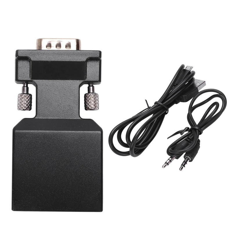 Горячая 3C-1080P VGA мужчин и женщин HDMI видео адаптер ж/3,5 мм аудио/Mini USB-черный