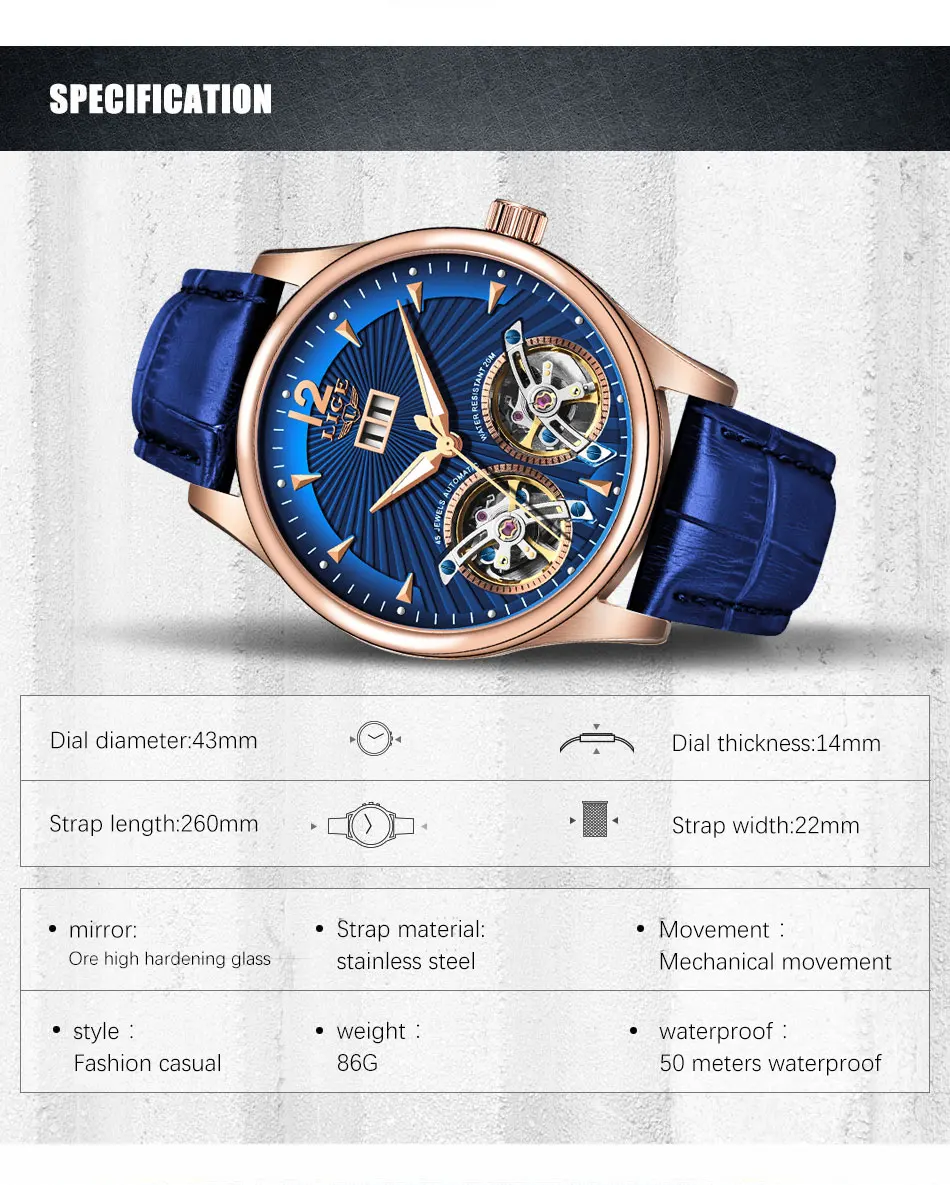 Reloj Hombres LIGE, мужские часы с двойным турбийоном и кожаным ремешком, Топ бренд, Роскошные автоматические механические Спортивные часы, мужские наручные часы