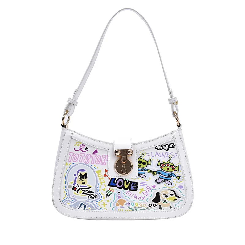 

Design Graffiti Baguette Bag Women Casual Brand Crossbody Shoulder Bags Ladies Fashion Messenger Zip Handbag Female Underarm Bag