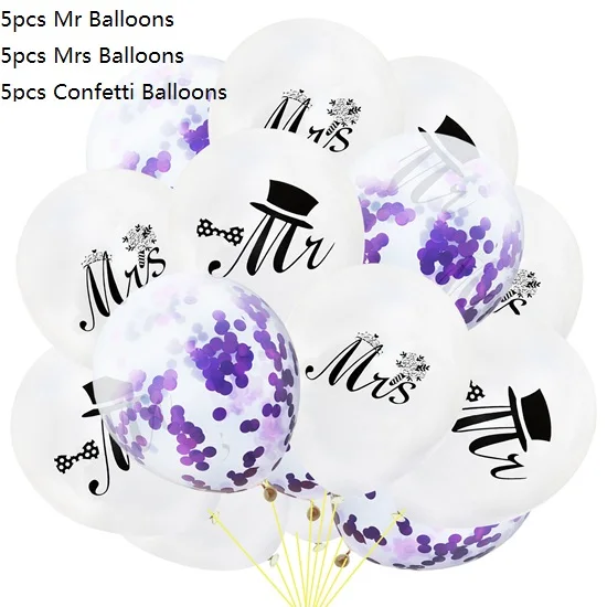 08 Liviorap 15 шт Mr Mrs свадебные украшения, воздушные шары для свадебной вечеринки латексные шары круглые надувные воздушные шары с конфетти - Цвет: 08