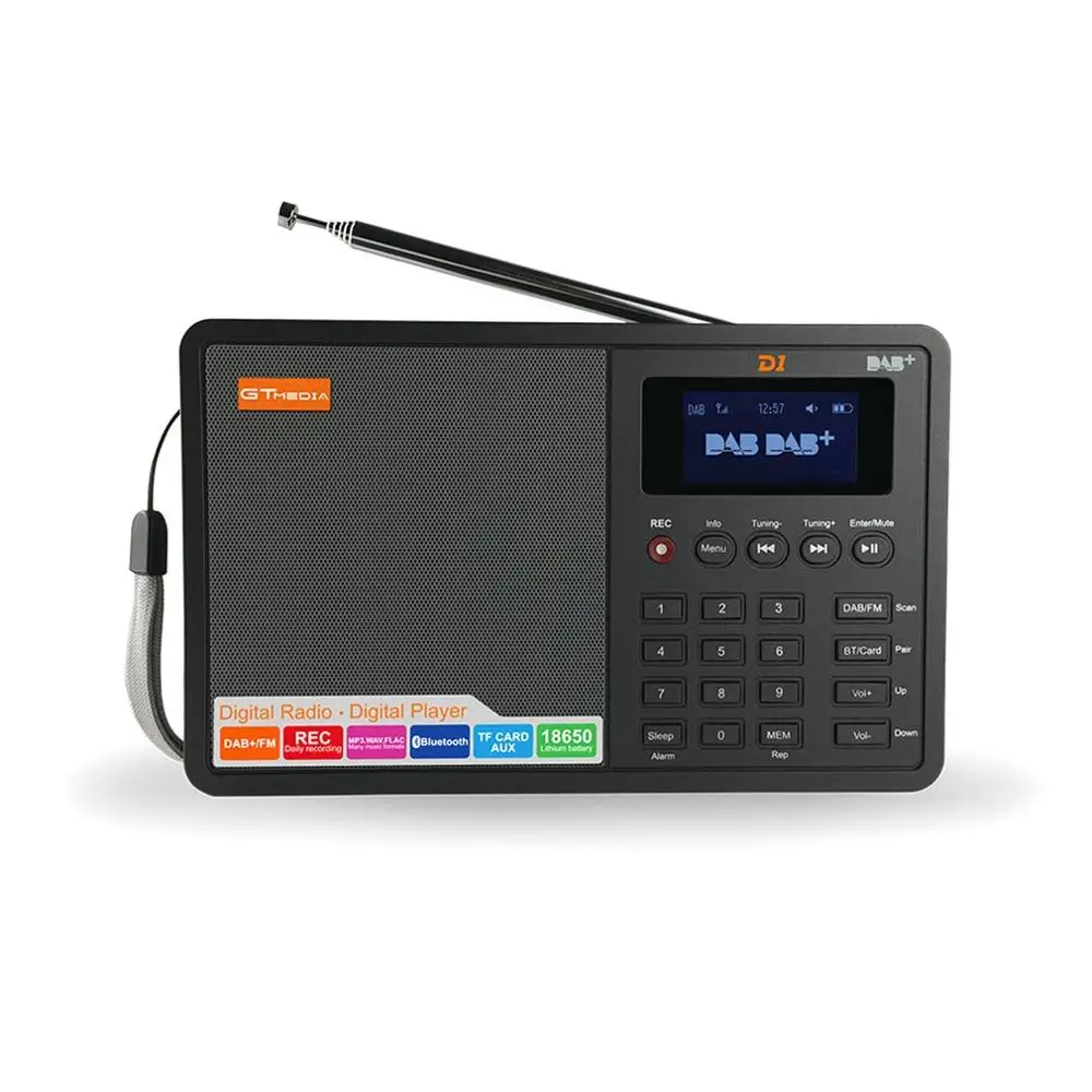 

D1 Portable Radio Fm Dab Stereo / Rds Multi-Band Radio Speaker Support Micro Secure Digital Memory Card Tf Card