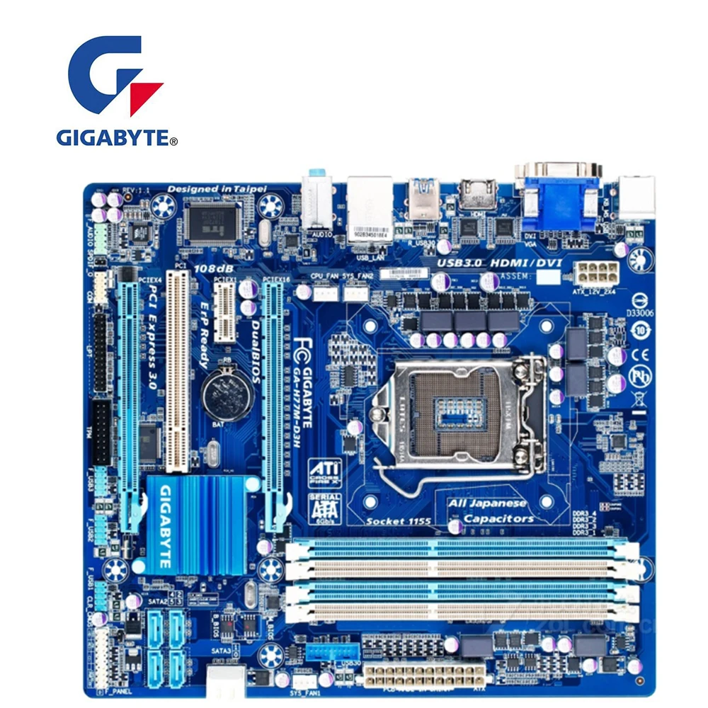 Для GIGABYTE GA H77M D3H материнская плата разъем LGA 1155 для H77 PCI E 3 0 оригинальная
