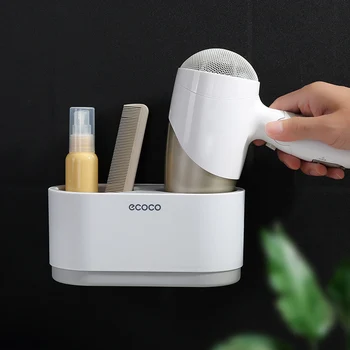 

New ecoco Wall Mounted Hair Dryer Stand Holder Hair Blower Hanging Rack Bathroom Organizer with 1 Cable Hook for Home Hotel