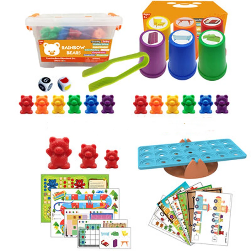 Montessori Toy set Boxed Counting Bear Montessori Educational Cognition Rainbow Matching Game Educational Toys Games