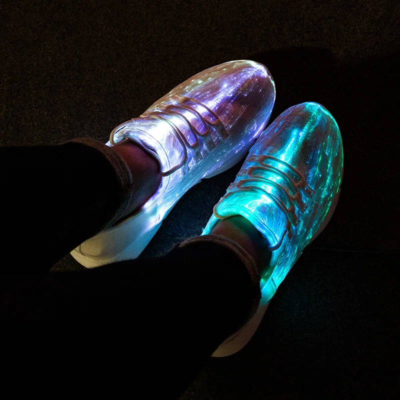 Size25-46 Fiber Optic Fabric Light Up Shoes 11 Colors Flashing