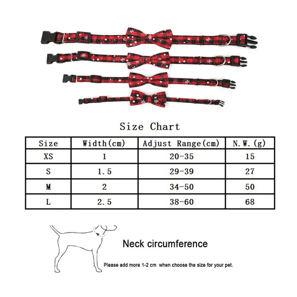 Рождественский ошейник для собак, галстук-бабочка, аксессуары для собак, красное клетчатое ожерелье для щенка, кошки, милый Регулируемый ошейник для питомцев, товары для домашних животных
