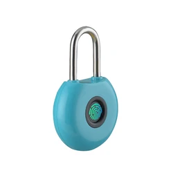 Serrure à empreintes digitales USB rechargeable, cadenas intelligent étanche, antivol, pour la maison, serrure électronique sans clé, bleu 