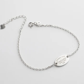 

S925 Sterling Silver Simple Tab Bracelet Eternal Love Fantastic New York 520 for Women as Gift