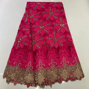 

New Design African Lace Fabric Embroidered Nigerian Guipure for Wedding High Quality 2020 French Tulle Lace Fabric with Beads