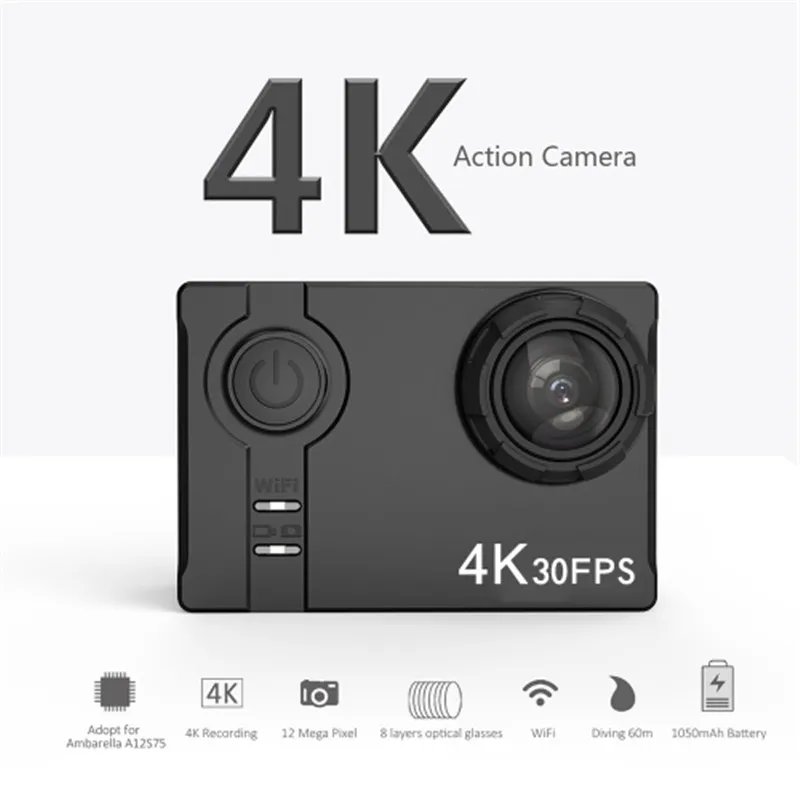 

2.0 Inch 4K Ultra HD WiFi Sports Action Camera Ambarella 16MP Anti-shake Built-in Rechargeable Lithium Battery with Storage Case