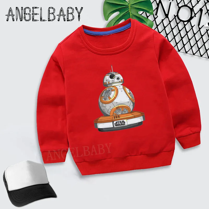 Детская одежда с принтом «Звездные войны» BB-8 принт с героями мультфильмов, худи для мальчиков и девочек Толстовка Детские осенние Топы для малышей, одежда из хлопка, KYT5163