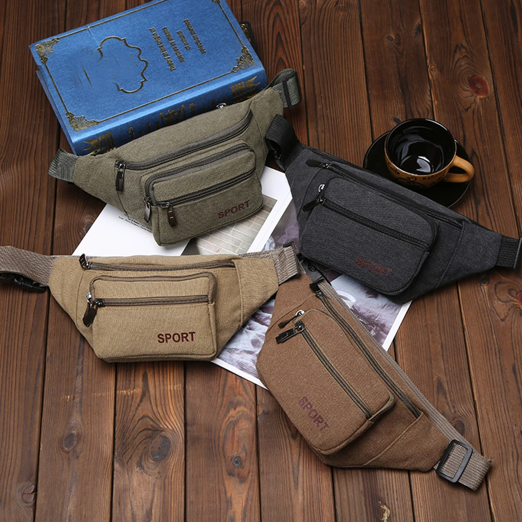 Canvas Waist Bag Unisex Neutral Outdoor Zipper Chest Bag Street Sport Fanny Pack Girl Boy Waist Belt Bags Fashion Phone 819