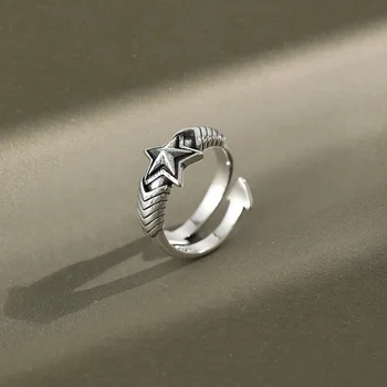 

Real 925% Sterling Star Opening Ring For Charming Women Party Fashion Fine Jewelry Classic Accessories Vintage