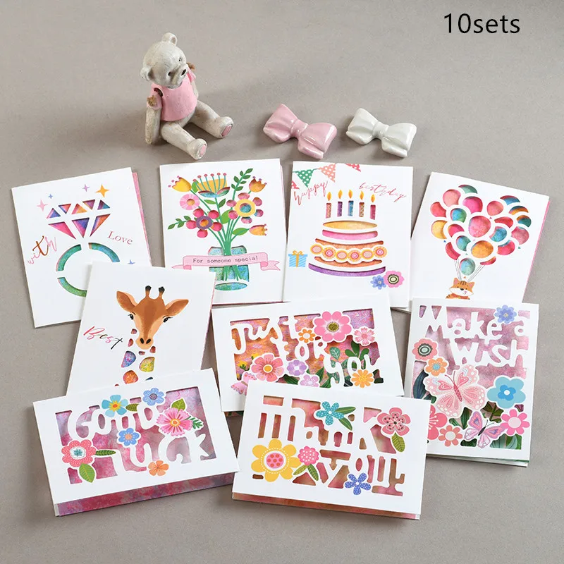 

10sets Mini Greeting Card Doodle Card Birthday Thanks To Valentine's Day Universal Card